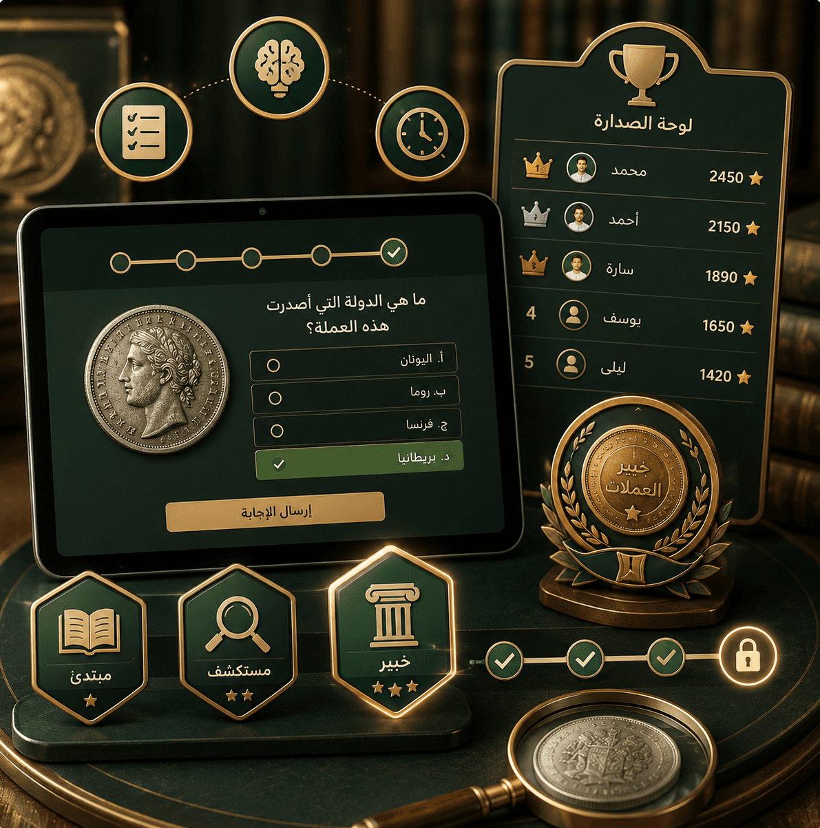 اختبر معلوماتك واكسب الشارات